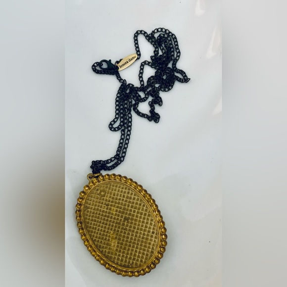 Lenora Dame Necklace, black chain. Mixed Media. Signed. EUC - Picture 3 of 3
